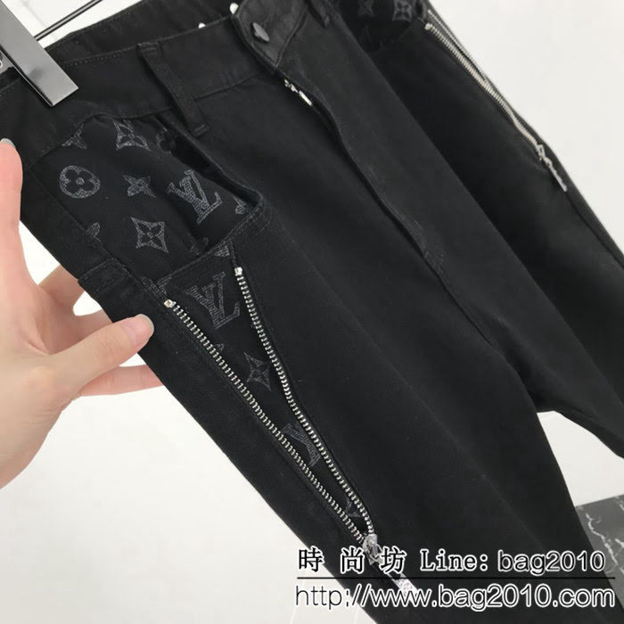 LV路易威登 2018ss新款 口袋拉鏈老花logo設計 男款牛仔褲 定制五金輔料 定制面料 四季款 ydi2249